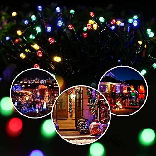 iShabao Solar String Lights Outdoor, 33ft 100 LED Solar Fairy Lights 8 Modes Waterproof Christmas Lights for Garden, Patio, Home, Party, Wedding, Holiday, Tree, Outdoor Decor(Multicolor)