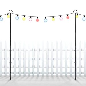 charon string light poles for outdoor string lights – 2 pack 9 ft pole & bracket kit for deck or patio railing – garden, backyard, patio lighting stand for parties, wedding