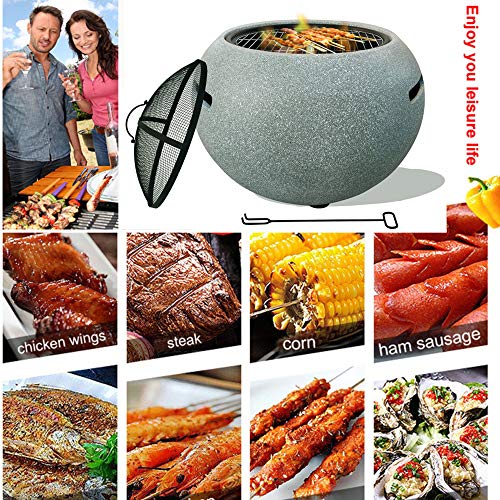 NEWCES Safety Certification Wood Burning Barbecues Grills Garden Fire Pit BBQ Grill Big Fire Bowl Barbeque Grill Charcoal Barbecues Grills for Grilling & Campfire & Cooking