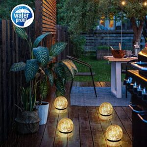 YOJACIKI Globe Solar Lights Outdoor Decorative, Cracked Glass Solar Ball Lights, Waterproof Ground Lights, Long Lasting Disk Lights for Lawn, Patio, Yard, Pathway, Christmas Garden Decor-1 Pack 4.7"