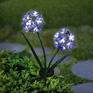 exhart solar purple hydrangea garden stake, 34 leds,durable metal,cute garden decor art, 7.5″x30″