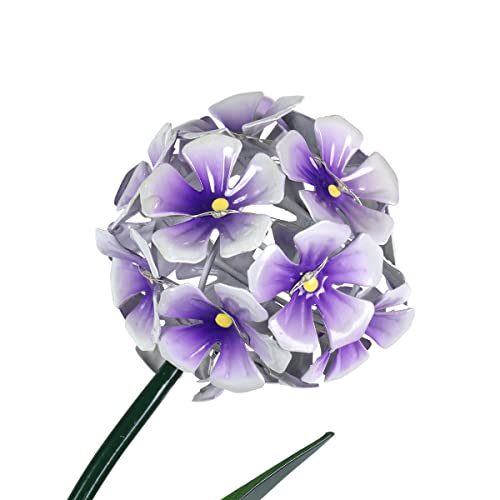 Exhart Solar Purple Hydrangea Garden Stake, 34 LEDs,Durable Metal,Cute Garden Decor Art, 7.5"x30"