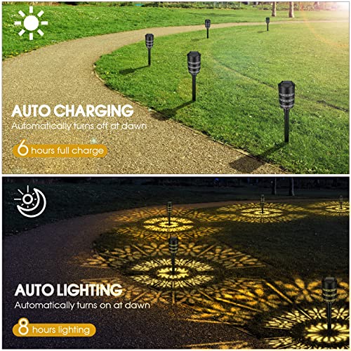 ZLIWRAL Solar Outdoor Lights Garden, 8 Packs Dynamic Pattern Solar Lights,2 Changeable Patterns Pathway Lights,Waterproof Solar Powered Landscape Path Lights for Lawn Walkway Yard Decorative