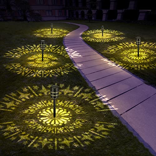 ZLIWRAL Solar Outdoor Lights Garden, 8 Packs Dynamic Pattern Solar Lights,2 Changeable Patterns Pathway Lights,Waterproof Solar Powered Landscape Path Lights for Lawn Walkway Yard Decorative