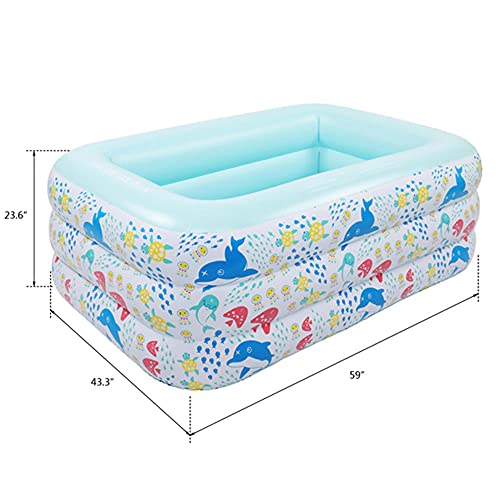 Kiddie Pool Above Ground Swimming Pool 59" X 43.3" X 23.6" Full-Sized Family Kiddie Blow up Pool for Kids, Toddlers, Infant & Adult for Ages 3+ Outdoor, Garden, Backyard, Summer Water Party