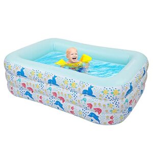 Kiddie Pool Above Ground Swimming Pool 59" X 43.3" X 23.6" Full-Sized Family Kiddie Blow up Pool for Kids, Toddlers, Infant & Adult for Ages 3+ Outdoor, Garden, Backyard, Summer Water Party