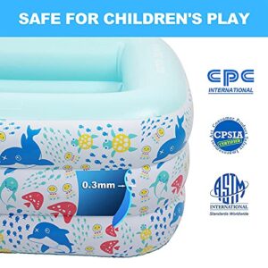 Kiddie Pool Above Ground Swimming Pool 59" X 43.3" X 23.6" Full-Sized Family Kiddie Blow up Pool for Kids, Toddlers, Infant & Adult for Ages 3+ Outdoor, Garden, Backyard, Summer Water Party
