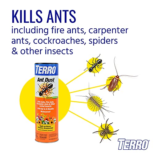 TERRO T600 Ant Dust Powder Killer for Indoors and Outdoors - Kills Ants, Fire Ants, Carpenter Ants, Roaches, Spiders, and Other Insects