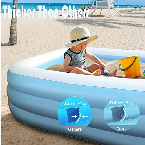 TLSUNNY 8FT/10FT Inflatable Pool, Large Full-Sized Family Pools for Teens and Adults, Thickened Rectangular Swimming Lounge Pool, Blow-up Wear-Resistant Pool, for Garden, Backyard Water Party