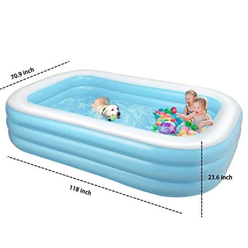 TLSUNNY 8FT/10FT Inflatable Pool, Large Full-Sized Family Pools for Teens and Adults, Thickened Rectangular Swimming Lounge Pool, Blow-up Wear-Resistant Pool, for Garden, Backyard Water Party