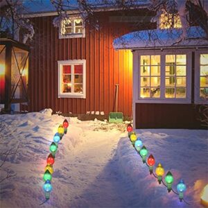 uboory outdoor christmas decorations 13feet c9 christmas string lights covered multicolored light bulb for holiday outside yard, garden, walkway, driveway, pathway, sidewalk, lawn decor