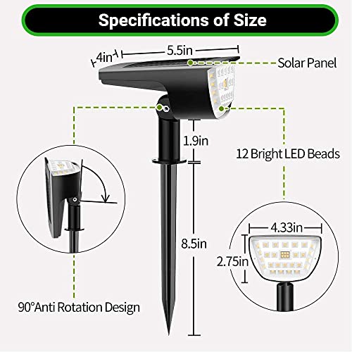 CLAONER Solar Spot Lights Outdoor, IP65 Waterproof Solar Landscape Spotlights, 2-in-1 Adjustable Wireless Solar Landscape Lights for Yard Backyard Trees House Garden Walkway-32 LED/Warm White(2 Pack)