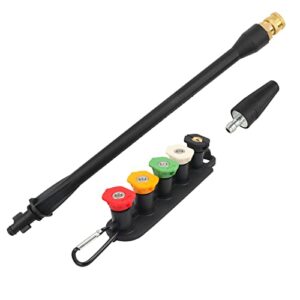pressure washer replacement spray wand with turbo nozzle and 5 spray tips and belt clip nozzle holder, compatible with husky greenworks ryobi homelite portland electric pressure washers