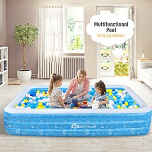 Goplus Inflatable Swimming Pool, 120” X 72” X 22” Full-Sized Family Kiddie Blow up Pool w/3 Air Chambers, Thickened Lounge Pool for Adults, Kids, Baby, Garden, Backyard , Summer Water Party, Ages 3+