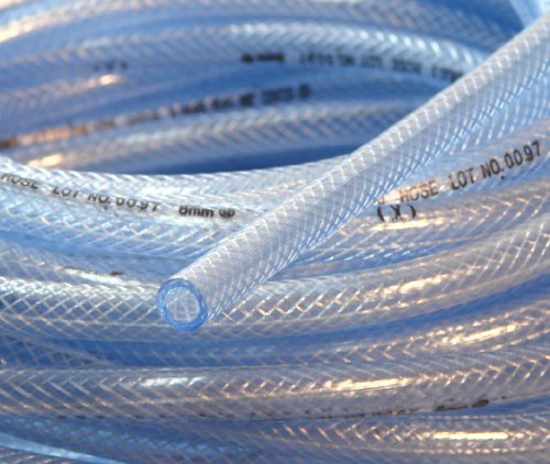 1/2" (12mm) I/D 25 Ft 7.5 Meter High Pressure Braided PVC Tubing Clear Hose Braid Reinforced Pipe Garden Pond Water Delivery