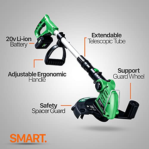 ApolloSmart 2 in 1 Lawn Mower Edger Tool String Grass Trimmer Brush Cutter Weed Whacker Cordless Electric 20V Garden Landscaping