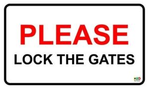 lilyanaen new metal sign aluminum sign please lock the gates security house garden warning safety property sign for outdoor & indoor 12″ x 8″