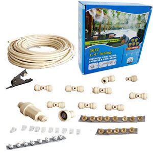 mistcooling – patio misting kit assembly – make your own misting system – easy to build and install – 5 minute installation (36ft – 8 nozzles)