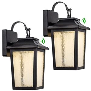 LED Dusk to Dawn Outdoor Lighting - 2 Packs Outdoor Wall Lights for House, 13W 3000K LED Outside Porch Lantern, Black Exterior Wall Sconce for Garage Doorway Garden, 100% Waterproof Anti-Rust