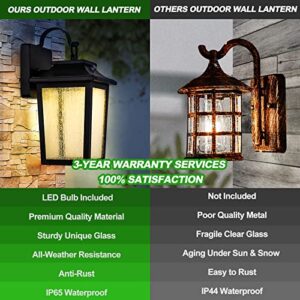 LED Dusk to Dawn Outdoor Lighting - 2 Packs Outdoor Wall Lights for House, 13W 3000K LED Outside Porch Lantern, Black Exterior Wall Sconce for Garage Doorway Garden, 100% Waterproof Anti-Rust