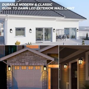 LED Dusk to Dawn Outdoor Lighting - 2 Packs Outdoor Wall Lights for House, 13W 3000K LED Outside Porch Lantern, Black Exterior Wall Sconce for Garage Doorway Garden, 100% Waterproof Anti-Rust