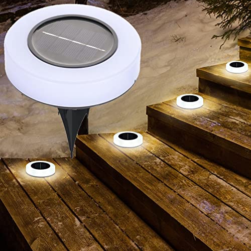 UPWATT Solar Step Lights, 4 Pack Outdoor Solar Deck Lights, LED Stair Lights White Light Waterproof for Fence, Yard, Garden,Deck, Stairs, Pathway Lighting