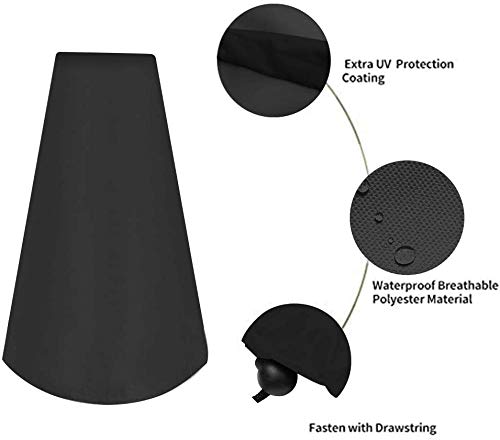 QEES Outdoor Patio Chiminea Cover Chiminea Protection with Waterproof, Chimney Fire Pit Heater Cover, Outdoor Garden Heater Cover (420 Black Oxford Cloth)
