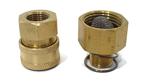 MTM Brass Pressure Washer Garden Hose Adapter (w/Spring & Filter) & Quick Connect Coupler