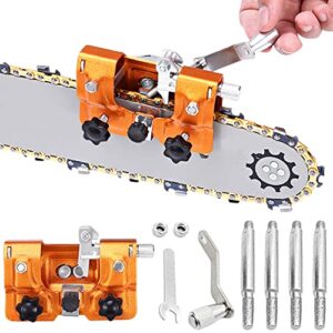 Aepiraza Chainsaw Chain Sharpening Jig, Portable Hand Crank Chainsaw Blade Sharpener with 4 Burr Grindstone Files, Suitable for 4"-22" Chain Saws & Electric Saws, for Lumberjack, Garden Worker