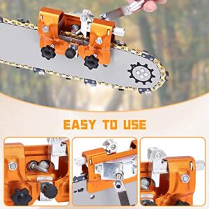 Aepiraza Chainsaw Chain Sharpening Jig, Portable Hand Crank Chainsaw Blade Sharpener with 4 Burr Grindstone Files, Suitable for 4"-22" Chain Saws & Electric Saws, for Lumberjack, Garden Worker