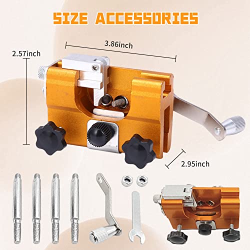 Aepiraza Chainsaw Chain Sharpening Jig, Portable Hand Crank Chainsaw Blade Sharpener with 4 Burr Grindstone Files, Suitable for 4"-22" Chain Saws & Electric Saws, for Lumberjack, Garden Worker