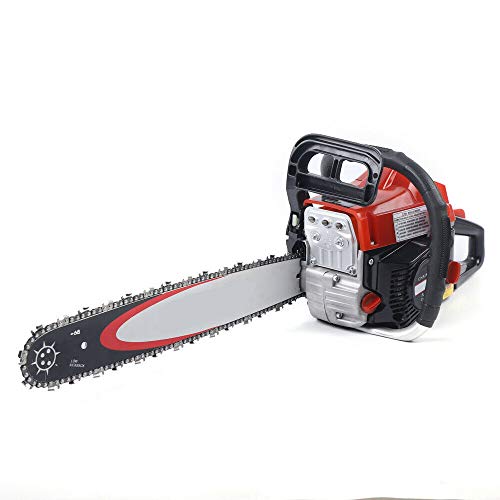 62CC 2-Cycle Gas Powered Chainsaw, 20-Inch Bar Chainsaw, Handheld Cordless Petrol Gasoline Chain Saw for Farm, Garden and Ranch Woodworking