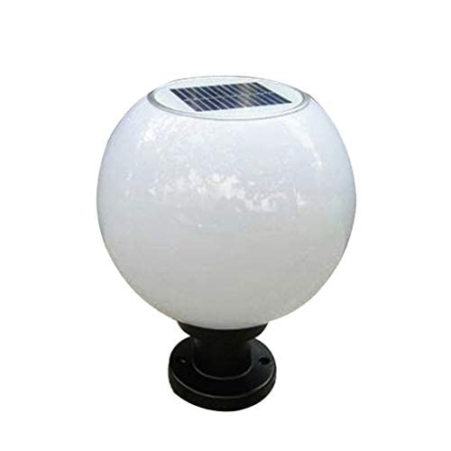 OSALADI 200MM Led Solar Post Light Outdoor Round Ball Landscape Light for Exterior House Garden Yard Patio Fence Deck, White, Random Base