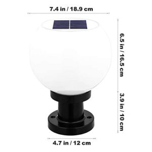 OSALADI 200MM Led Solar Post Light Outdoor Round Ball Landscape Light for Exterior House Garden Yard Patio Fence Deck, White, Random Base