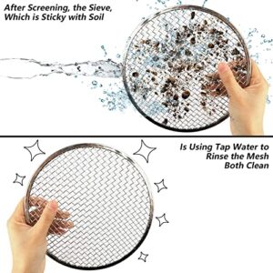 Dirt Garden Sieve Soil Sifter - Stainless Stackable Sifting Pan Soil Sand Sieve,9.5in Sifting Pan Contain 3 Sieve Mesh Filter Sizes (0.043",0.133",0.204") with Bonsai Soil Scoops,Garden Shovels 1PACK