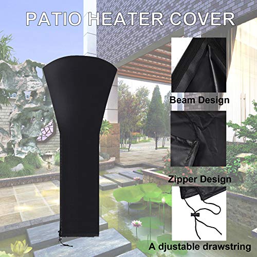 Patio Heater Cover 420D Heavyduty, Outdoor Garden Treasures Heater Covers for Standing Heater, Gas Heater Tower Accessories(89in,Total Black)