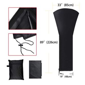 Patio Heater Cover 420D Heavyduty, Outdoor Garden Treasures Heater Covers for Standing Heater, Gas Heater Tower Accessories(89in,Total Black)