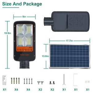 Gebosun 300W LED Solar Street Light Outdoor Solar Flood lamp 6000K Dusk to Dawn with Remote Control Security Waterproof Motion Sensor for Parking Lot, Garden, Warehouse,Pathway, Yard