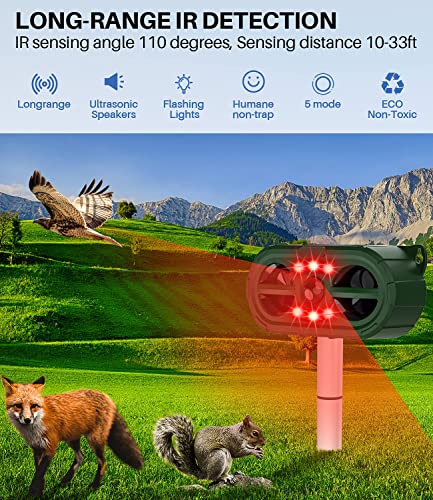 Jahy2Tech 2021 Solar Ultrasonic in Repellent Defender Rat, Squirrel, Deer, Raccoon, Skunk, Rabbit, Mole, Dog, Cat, Waterproof with Motion Detector (1)