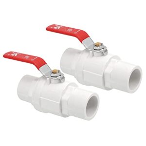 m meterxity 2 pack ball valve – irrigation water flow control, slip plastic shut-off valve, apply to outdoor/garden/swimming pools(25mm id, white red)