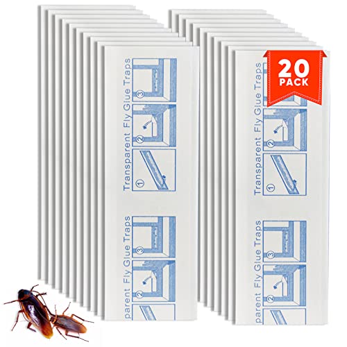 SEEKBIT 20 Pack Sticky Window Fly Traps for House, Clear Bug Killer Indoors, Fly Catcher Sticky Trap for Gnats, Ladybugs, Houseflies Glue Traps Keep Flying Insects Away