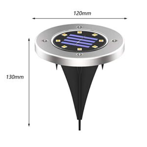 Elite 8LED Solar Ground Light Stainless Steel for Lawn,Garden,Pathway Drive Way IP65 Waterproof 8 Pack