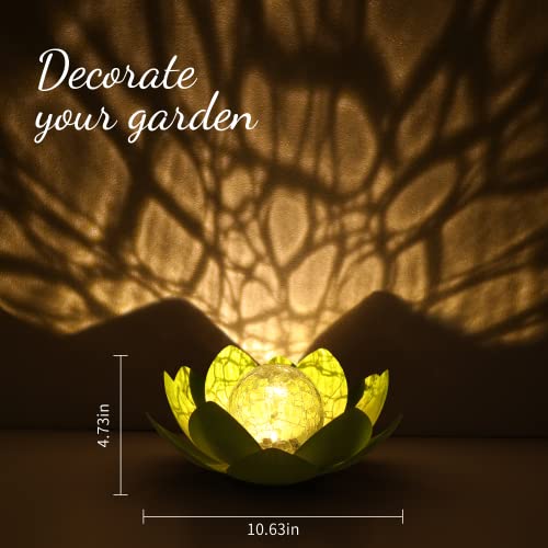 QZHP Solar Lights Outdoor, Garden Decor, Cracked Globe Glass, Waterproof Metal Solar Garden Light for Pathway, Patio, Lawn, Yard, Ground