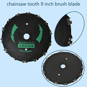 Autoparts 9 Inch Brush Cutter Grass Blade and 10 Inch 3 Teeth Carbide Steel Double Sided Blade Outdoor Trimmer Manganese Head Garden Lawn Trimmer Accessories for Mower Weed Tools