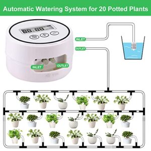 DIY Automatic Drip Irrigation Kit for 20 Potted Plants, Houseplants Self Watering System with 30-Day Digital Programmable Timer for Greenhouse Indoor Plants Vacation Plant Watering(Size:for 20 Pots)