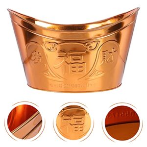 ULTNICE Burn Barrel Incinerator Cage Fire Pit Metal Garden Yuanbao Shaped Joss Paper Burner Bucket for Garden Paper Leaf Trash Wood Backyard Bonfire Golden, 35.5x26.5cm (21A48UYFXALW08518PR4EC)