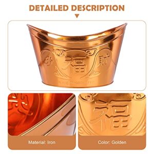 ULTNICE Burn Barrel Incinerator Cage Fire Pit Metal Garden Yuanbao Shaped Joss Paper Burner Bucket for Garden Paper Leaf Trash Wood Backyard Bonfire Golden, 35.5x26.5cm (21A48UYFXALW08518PR4EC)