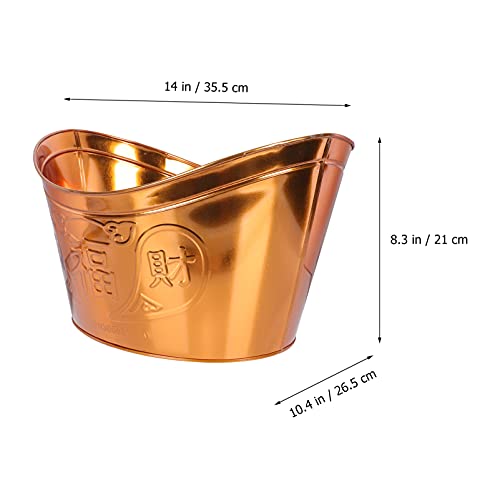 ULTNICE Burn Barrel Incinerator Cage Fire Pit Metal Garden Yuanbao Shaped Joss Paper Burner Bucket for Garden Paper Leaf Trash Wood Backyard Bonfire Golden, 35.5x26.5cm (21A48UYFXALW08518PR4EC)