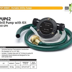 ECO-FLO Products PUP62 Water Transfer Drill Pump Kit, 300 GPH