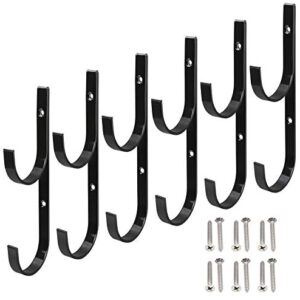 Flantor Pool Pole Hanger Metal Pool Holder Set, 6pcs Swimming Pool Holder with Screws, Pool Hooks for Garden Tools,Telescoping Poles, Leaf Rakes, Pool Nets, Vacuum Hoses & Pool Accessories (Black)